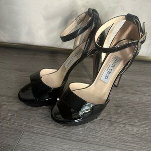 Jimmy Choo Glossy Black Strappy Heels